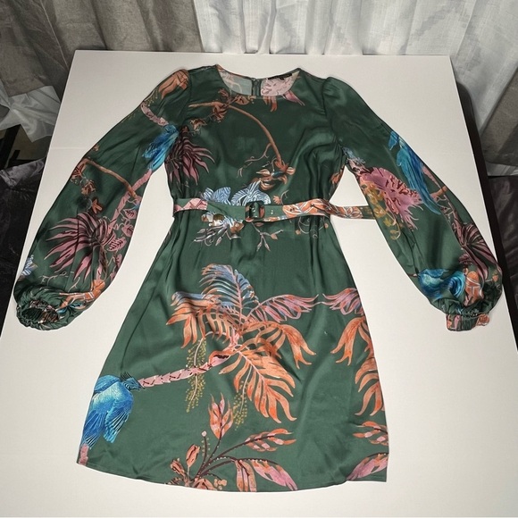 Caballero Floral Green Satin Dress - Picture 8 of 15